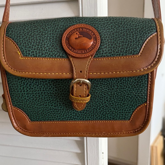 Dooney & Bourke Handbags - Dooney & Bourke Green and Tan Leather Messenger Bag